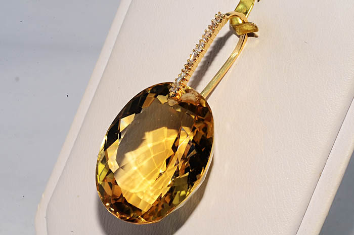  55 19ct Natural Huge Citrine Diamond Dangle Pendant Gorgeous