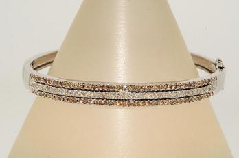 5,500 2.40CT COGNAC & WHITE DIAMOND 3 ROW CLUSTER BANGLE  