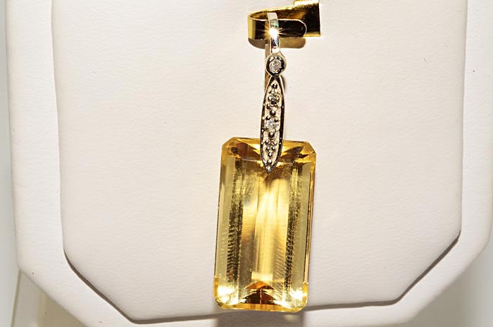 17.79CT CITRINE & DIAMOND DANGLE PENDANT WOW  