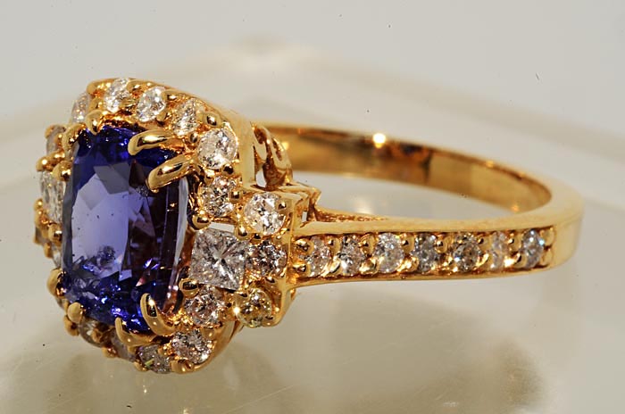 5000 2.85CT CUSHION CUT AAA TANZANITE & DIAMOND RING SIZE 6  