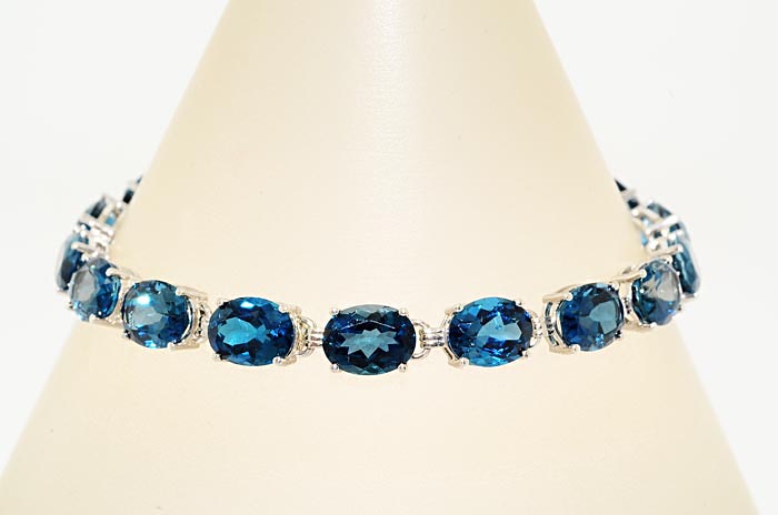 22.00CT OVAL CUT LONDON BLUE TOPAZ TENNIS BRACELET GORGEOUS  