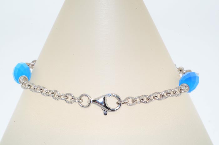 00MM & .02CT BLUE AGATE & DIAMOND BRACELET  