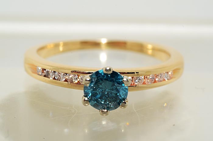 3000 .53CT ROUND CUT BLUE DIAMOND ENGAGEMENT RING VS SIZE 5.5  