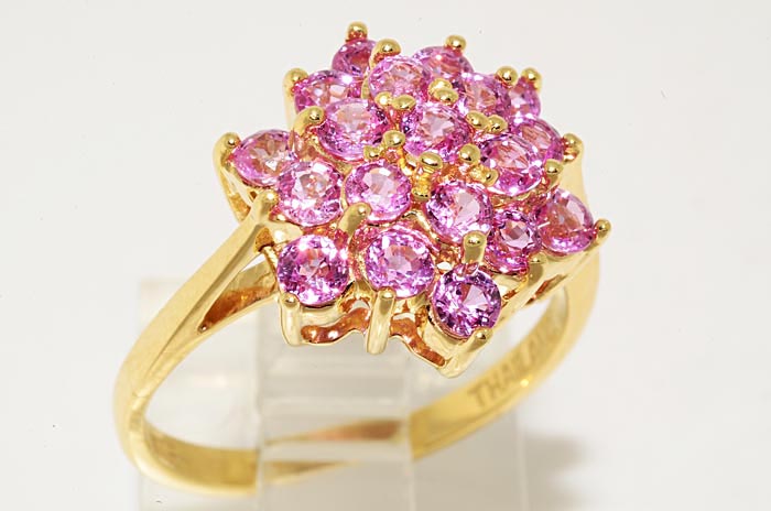 25CT ROUND CUT CLUSTER PINK SAPPHIRE RING SIZE 7  