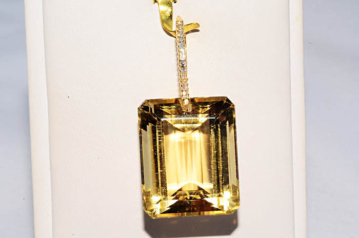  54 16ct Natural Huge Citrine Diamond Dangle Pendant Gorgeous