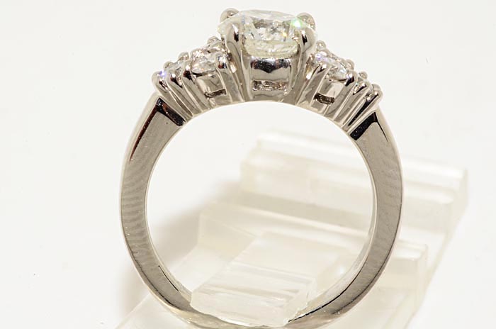 14000 1.29CT 7 STONE ROUND CUT DIAMOND ENGAGEMENT RING PLATINUM SIZE 