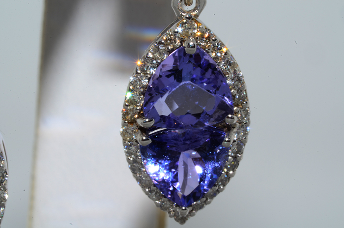 6,000 4.90CT TANZANITE & DIAMOND CLUSTER DANGLE EARRINGS WOW  