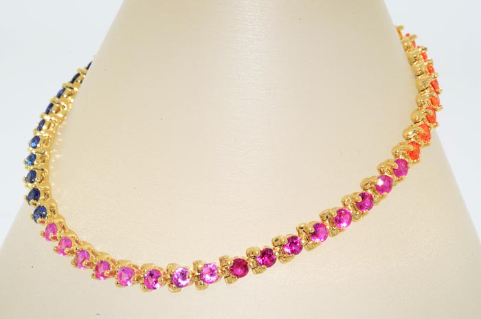   3,000 4.56CT ROUND CUT MULTI COLORED GEMSTONE TENNIS BRACELET  