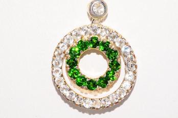 50CT CHROMIUM DIOPSIDE & WHITE TOPAZ PENDANT BEAUTIFUL  